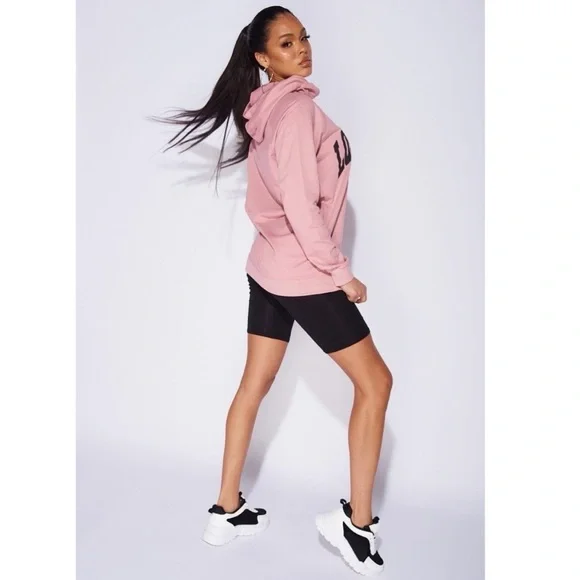 Pink Los Angeles Print Long Sleeve Oversized Hoodie Hooded Sweatshirt Top - Picture 4 of 8
